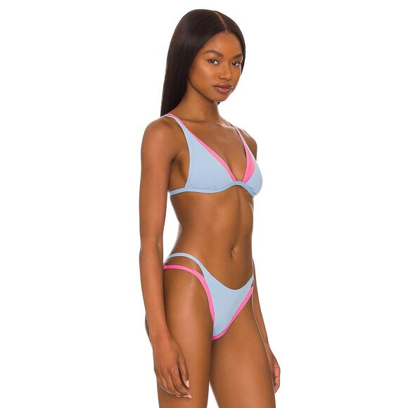 L*SPACE Finneas Bikini Top Aura Bubble Gum Triangle Layered Look Large NEW - Picture 2 of 9